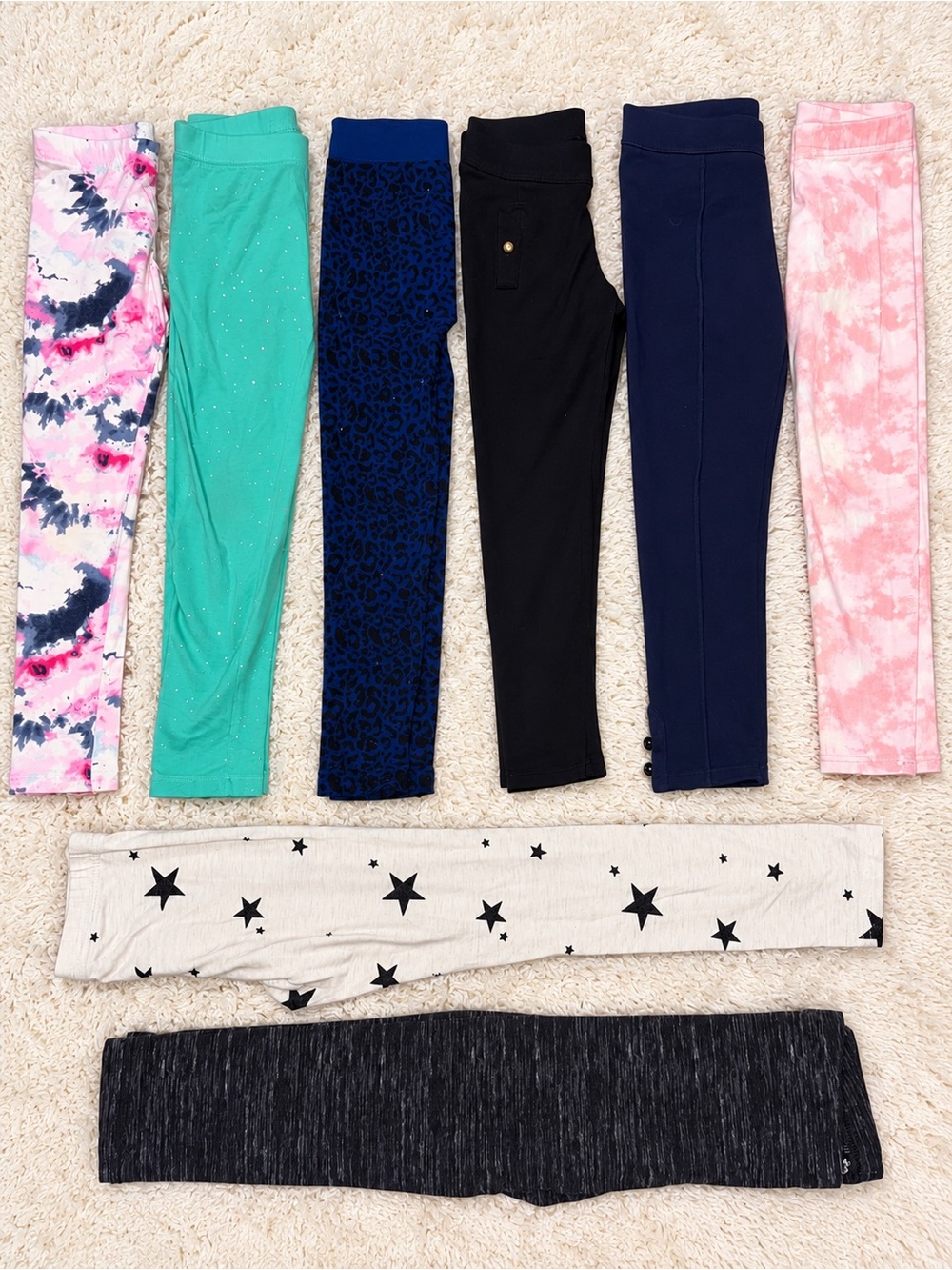 Girls Size 6 Leggings Lot – 8 Pairs | Colorful Prints, Athletic & Everyday Style